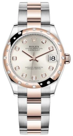 Rolex Datejust 31mm Stainless Steel And Rose Gold 278341rbr Silver Diamond Oyster