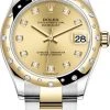 Rolex Datejust 31mm Stainless Steel And Yellow Gold 278343rbr Champagne Diamond Oyster
