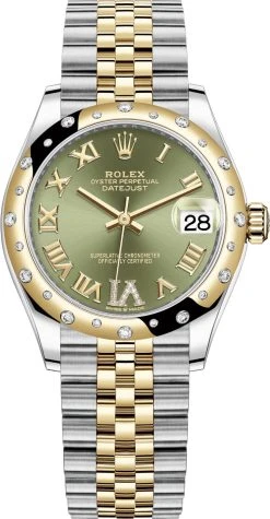 Rolex Datejust 31mm Stainless Steel And Yellow Gold 278343rbr Green VI Roman Jubilee