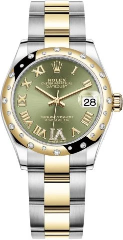 Rolex Datejust 31mm Stainless Steel And Yellow Gold 278343rbr Green VI Roman Oyster