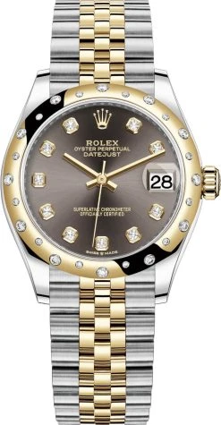 Rolex Datejust 31mm Stainless Steel And Yellow Gold 278343rbr Grey Diamond Jubilee