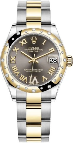 Rolex Datejust 31mm Stainless Steel And Yellow Gold 278343rbr Grey VI Roman Oyster