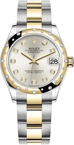 Rolex Datejust 31mm Stainless Steel And Yellow Gold 278343rbr Silver Diamond Oyster