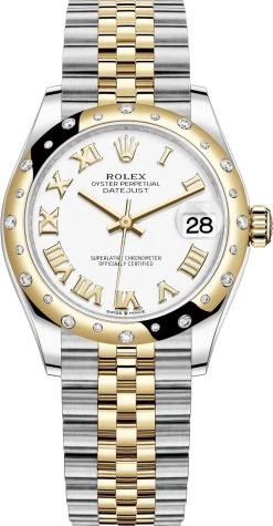 Rolex Datejust 31mm Stainless Steel And Yellow Gold 278343rbr White Roman Jubilee