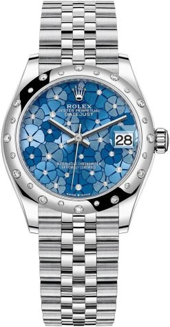 Rolex Datejust 31mm Stainless Steel 278344rbr Azzurro Blue Floral Jubilee