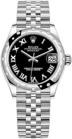 Rolex Datejust 31mm Stainless Steel 278344rbr Black Roman Jubilee