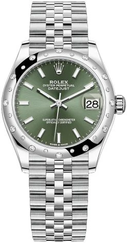 Rolex Datejust 31mm Stainless Steel 278344rbr Mint Green Index Jubilee