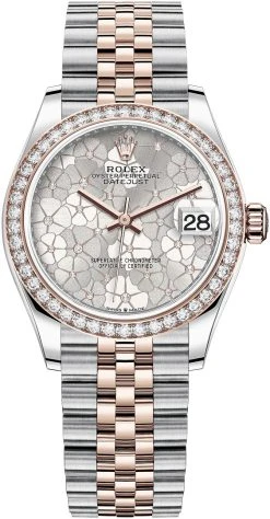 Rolex Datejust 31mm Stainless Steel And Rose Gold 278381rbr Silver Floral Jubilee