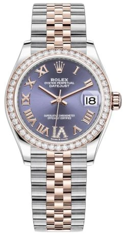 Rolex Datejust 31mm Stainless Steel And Rose Gold 278381rbr Aubergine VI Roman Jubilee