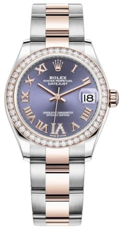Rolex Datejust 31mm Stainless Steel And Rose Gold 278381rbr Aubergine VI Roman Oyster