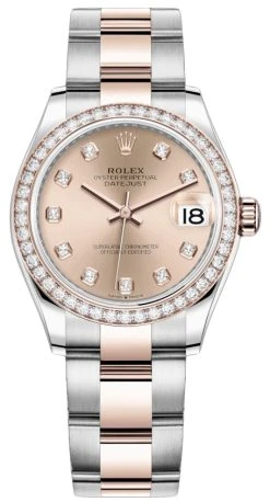 Rolex Datejust 31mm Stainless Steel And Rose Gold 278381rbr Rose Diamond Oyster