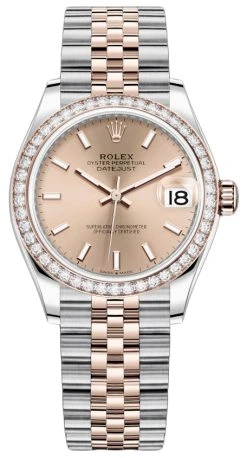 Rolex Datejust 31mm Stainless Steel And Rose Gold 278381rbr Rose Index Jubilee
