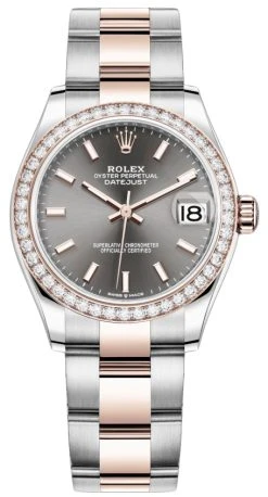 Rolex Datejust 31mm Stainless Steel And Rose Gold 278381rbr Rhodium Index Oyster