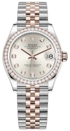 Rolex Datejust 31mm Stainless Steel And Rose Gold 278381rbr Silver Diamond Jubilee