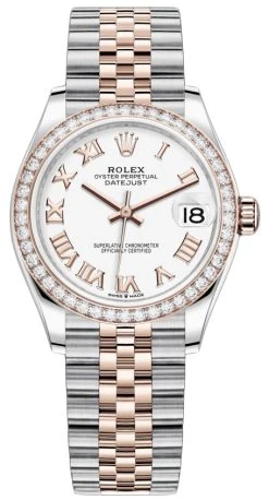 Rolex Datejust 31mm Stainless Steel And Rose Gold 278381rbr White Roman Jubilee