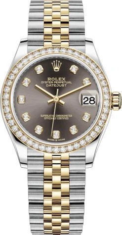 Rolex Datejust 31mm Stainless Steel And Yellow Gold 278383rbr Grey Diamond Jubilee