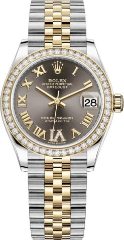 Rolex Datejust 31mm Stainless Steel And Yellow Gold 278383rbr Grey VI Roman Jubilee