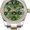 Rolex Datejust 31mm Stainless Steel And Yellow Gold 278383rbr Olive Green Floral Oyster