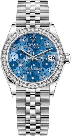 Rolex Datejust 31mm Stainless Steel 278384rbr Azzurro Blue Floral Jubilee