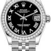 Rolex Datejust 31mm Stainless Steel 278384rbr Black Roman Jubilee