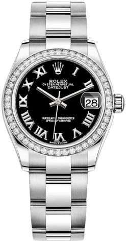 Rolex Datejust 31mm Stainless Steel 278384rbr Black Roman Oyster
