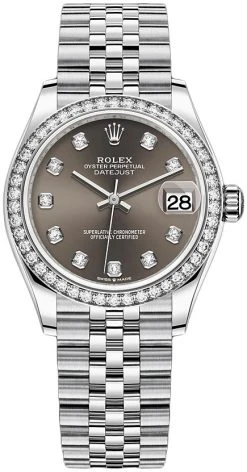 Rolex Datejust 31mm Stainless Steel 278384rbr Dark Grey Diamond Jubilee