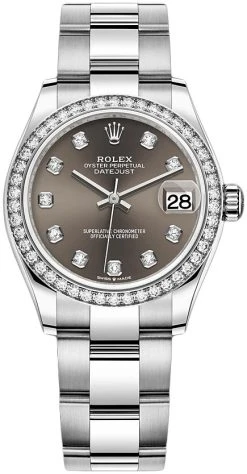 Rolex Datejust 31mm Stainless Steel 278384rbr Dark Grey Diamond Oyster