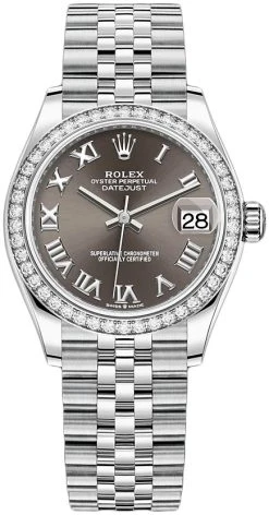 Rolex Datejust 31mm Stainless Steel 278384rbr Dark Grey Roman Jubilee