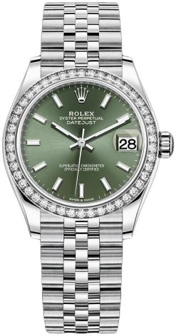 Rolex Datejust 31mm Stainless Steel 278384rbr Mint Green Index Jubilee