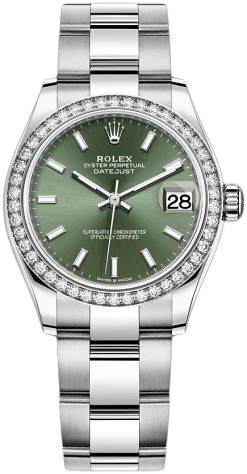 Rolex Datejust 31mm Stainless Steel 278384rbr Mint Green Index Oyster