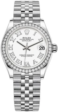 Rolex Datejust 31mm Stainless Steel 278384rbr White Roman Jubilee