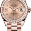 Rolex Lady Datejust 28mm Everose Gold 279135RBR Rose 17 Diamond President -Omega Shop 279135RBR Rose 17 Diamond President
