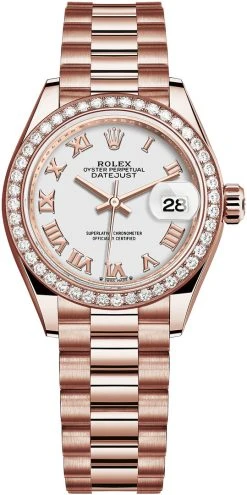 Rolex Lady Datejust 28mm Everose Gold 279135RBR White Roman President