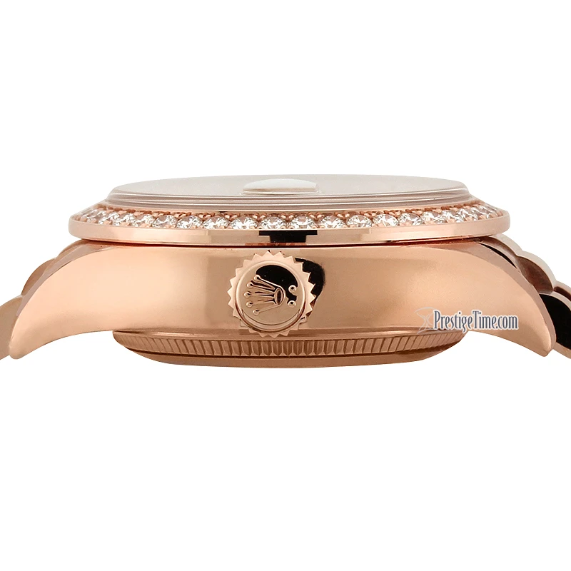 Rolex Lady Datejust 28mm Everose Gold 279135RBR Pave Chocolate Roman President Rolex Lady Datejust 28mm Everose Gold 279135RBR Pave Chocolate Roman President -Omega Shop 279135RBR side 2