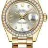 Rolex Lady Datejust 28mm Yellow Gold 279138RBR Silver 17 Diamond President -Omega Shop 279138RBR Silver 17 Diamond president