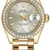 Rolex Lady Datejust 28mm Yellow Gold 279138RBR Silver Index President