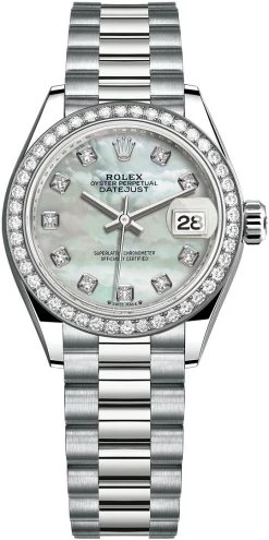 Rolex Lady Datejust 28mm White Gold 279139rbr MOP Diamond President