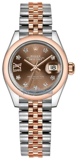 Rolex Lady Datejust 28mm Stainless Steel And Everose Gold 279161 Chocolate 17 Diamond Jubilee