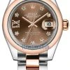 Rolex Lady Datejust 28mm Stainless Steel And Everose Gold 279161 Chocolate 17 Diamond Oyster