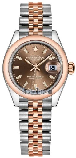 Rolex Lady Datejust 28mm Stainless Steel And Everose Gold 279161 Chocolate Index Jubilee