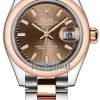 Rolex Lady Datejust 28mm Stainless Steel And Everose Gold 279161 Chocolate Index Oyster