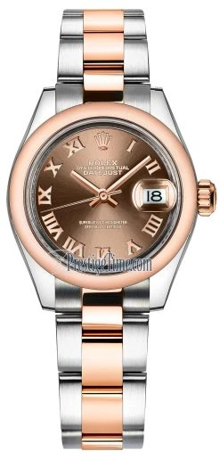 Rolex Lady Datejust 28mm Stainless Steel And Everose Gold 279161 Chocolate Roman Oyster