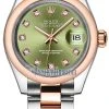 Rolex Lady Datejust 28mm Stainless Steel And Everose Gold 279161 Olive Green Diamond Oyster