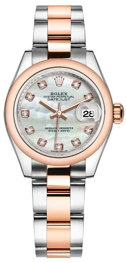 Rolex Lady Datejust 28mm Stainless Steel And Everose Gold 279161 MOP Diamond Oyster