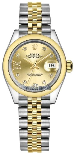 Rolex Lady Datejust 28mm Stainless Steel And Yellow Gold 279163 Champagne 17 Diamond Jubilee