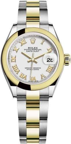 Rolex Lady Datejust 28mm Stainless Steel And Yellow Gold 279163 White Roman Oyster