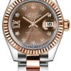 Rolex Lady Datejust 28mm Stainless Steel And Everose Gold 279171 Chocolate 17 Diamond Oyster