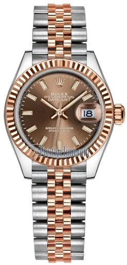 Rolex Lady Datejust 28mm Stainless Steel And Everose Gold 279171 Chocolate Index Jubilee