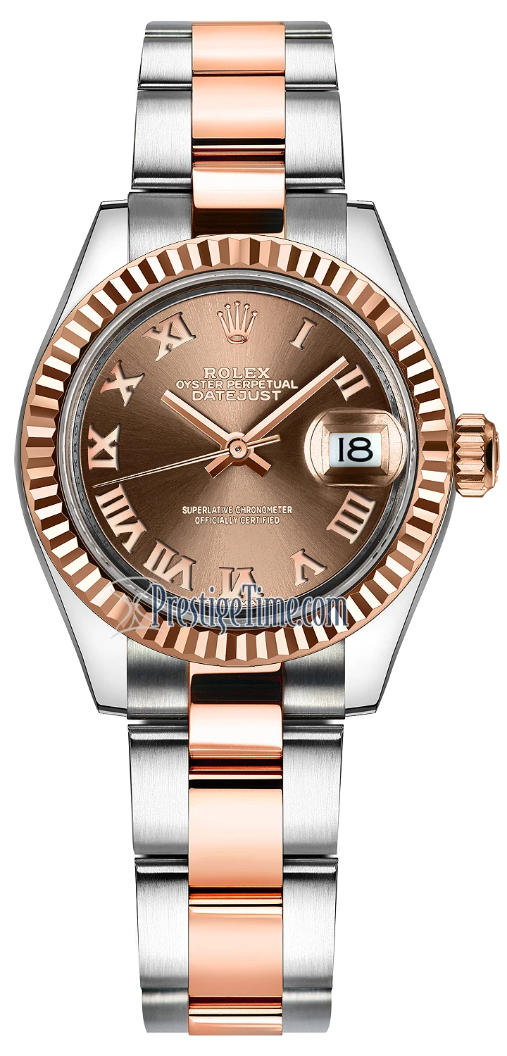 Rolex Lady Datejust 28mm Stainless Steel and Everose Gold 279171 Chocolate Roman Oyster Rolex Lady Datejust 28mm Stainless Steel And Everose Gold 279171 Chocolate Roman Oyster -Omega Shop 279171 Chocolate Roman Oyster