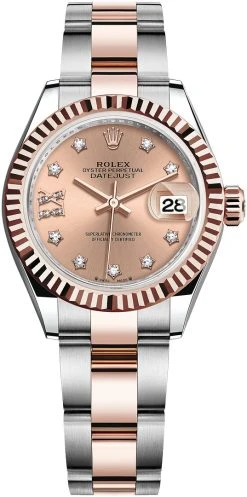 Rolex Lady Datejust 28mm Stainless Steel And Everose Gold 279171 Rose 17 Diamond Oyster